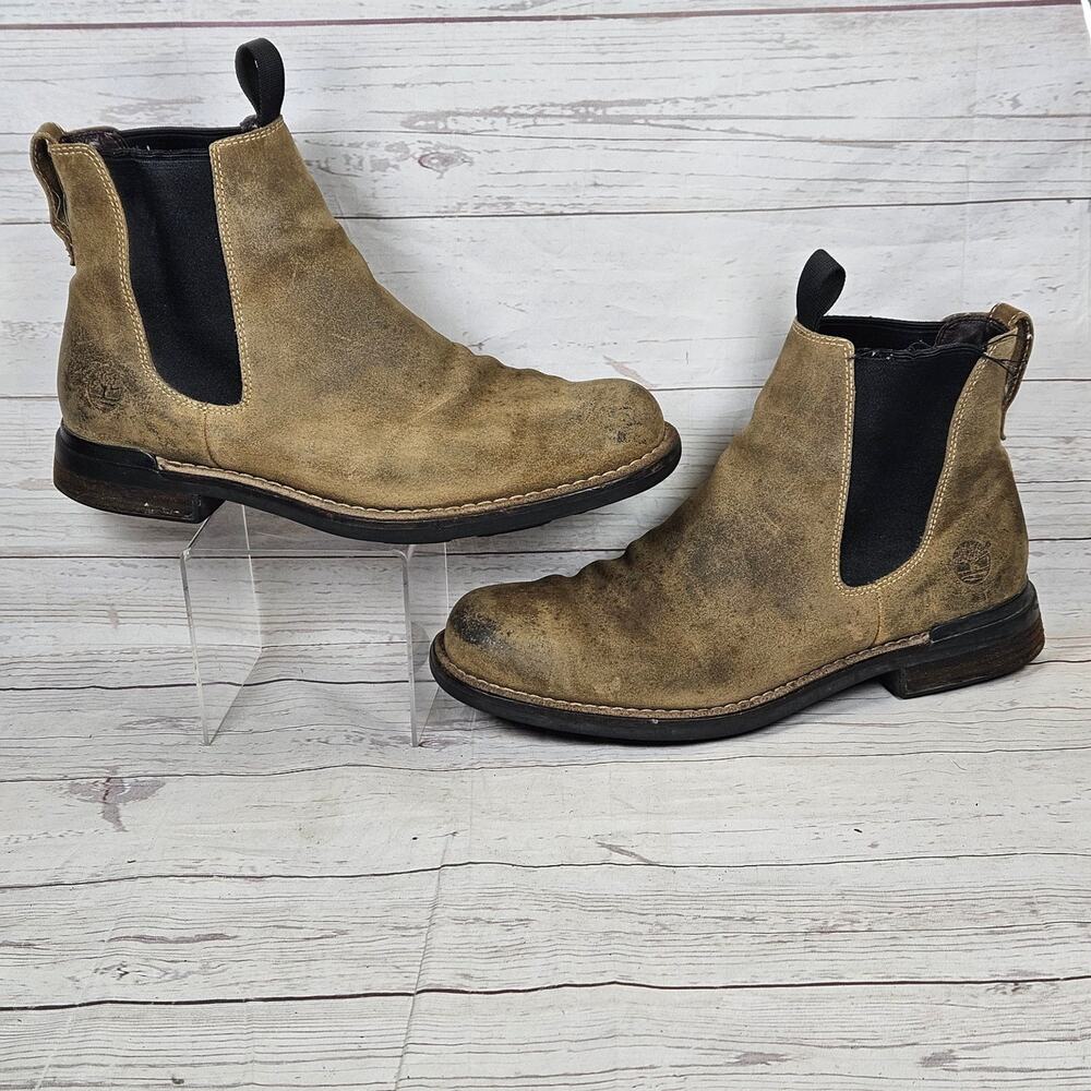 Timberland Men's Boots US 10 Tan Suede Leather Waterproof Chelsea *stains